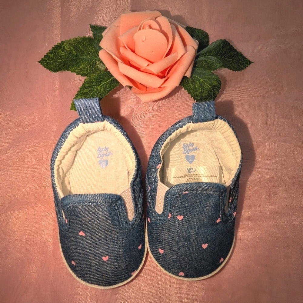 Baby Girls Oshkosh B'gosh Chambray Heart Slip-On Soft Shoes